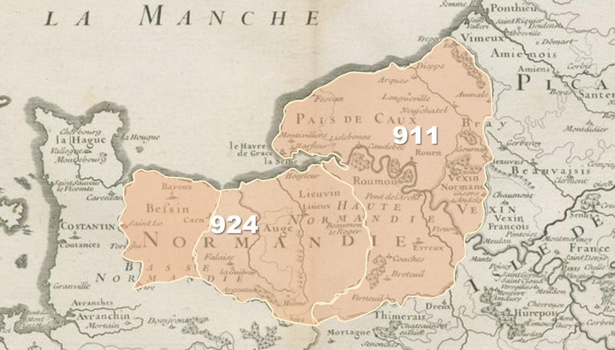 Carte de la Normandie en 924